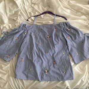 NWOT Off The Shoulder Striped Blouse